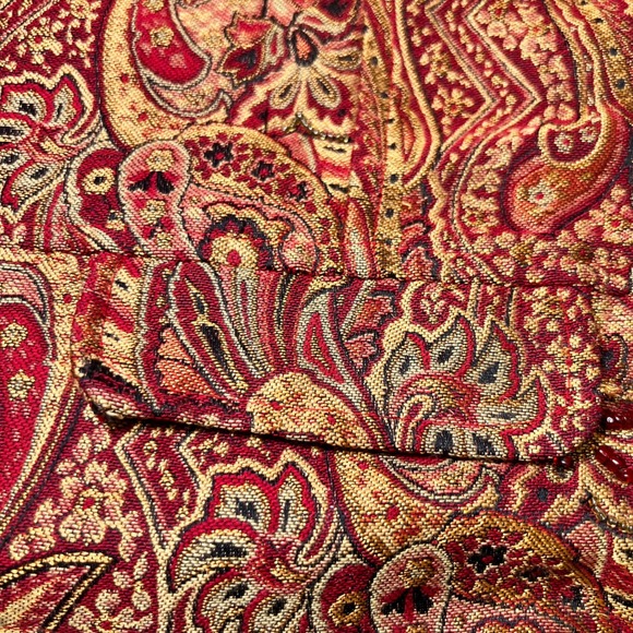 Vintage CJ Banks Womens 2X Plus Size Paisley Tapestry Vest Zip Up Red Gold Boho - Picture 11 of 13